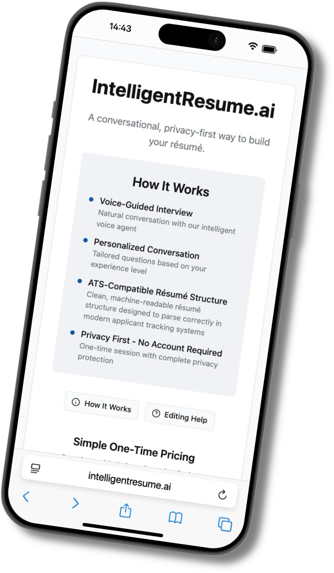 IntelligentResume.ai mobile preview